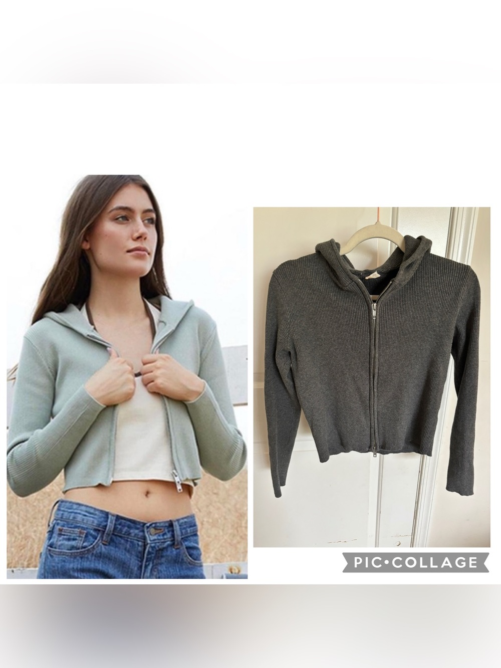 Brandy Melville Two Way Zip Hoodie